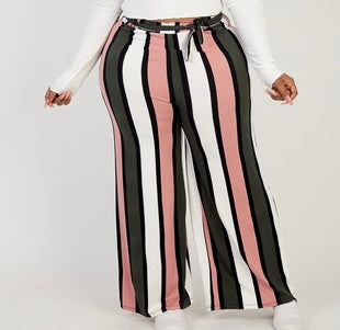 Plus Size Multicolor Striped Pants