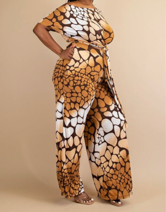 Off Shoulder Animal Print Wrap Set