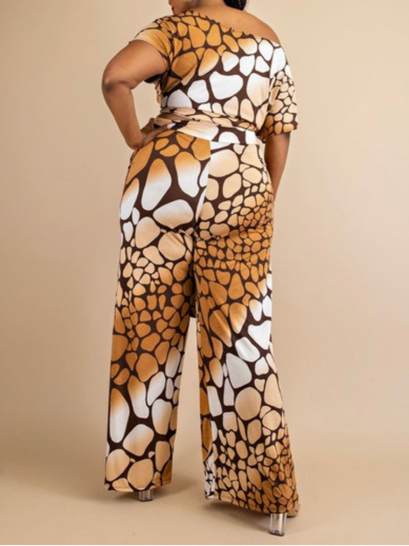 Off Shoulder Animal Print Wrap Set