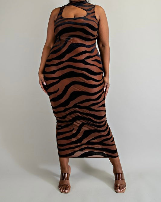 Eye of the Tiger Mock Neck Dress